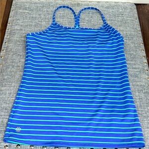 Athleta Girl Next Level Stripe Sports Racerback Tank Top-Blue. Size: L/12